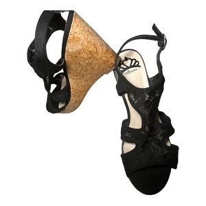 Fargalicious shoes/Lace Top Wedge Sandals